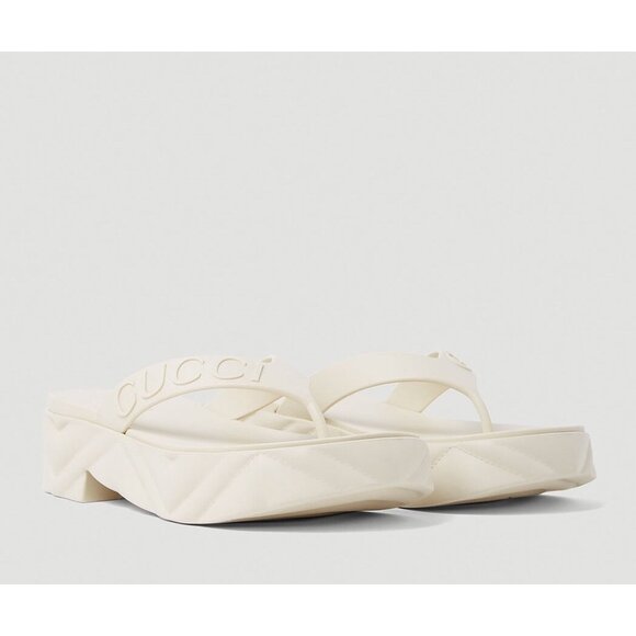 NEW WOMEN'S THONG PLATFORM SANDALS SHOES SZ 39 White - Picture 1 of 9